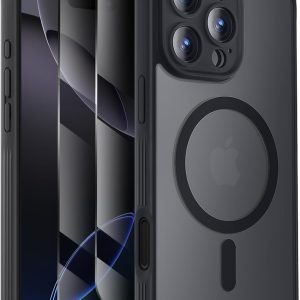 Designed for iPhone 16 Pro Max Case, Compatible with MagSafe, with Privacy Screen Protectors X2, [Camera Protection] [15FT Military Drop Protection] Shockproof Phone Case, 2024, Black