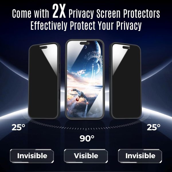 Designed for iPhone 16 Pro Max Case, Compatible with MagSafe, with Privacy Screen Protectors X2, [Camera Protection] [15FT Military Drop Protection] Shockproof Phone Case, 2024, Black - Image 3