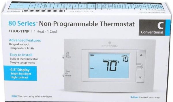 Emerson 1F83C-11NP Conventional (1H/1C) Non-Programmable Thermostat, White - Image 2