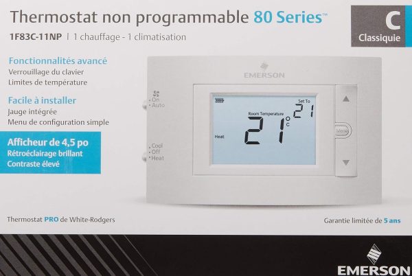 Emerson 1F83C-11NP Conventional (1H/1C) Non-Programmable Thermostat, White - Image 3