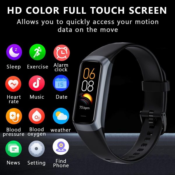 Fitness Tracker with 24/7 Heart Rate Blood Oxygen Sleep Monitor,Activity Tracker with 1.1" AMOLED Touch Color Screen, Multiple Sport Modes Step Counter,IP68 Waterproof for Women Men - Image 2