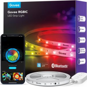 Govee RGBIC LED Strip Lights, 32.8ft Smart LED Lights for Bedroom, Bluetooth LED Lights APP Control, DIY Multiple Colors on One Line, Color Changing LED Strip Lighting Music Sync, Christmas Decor