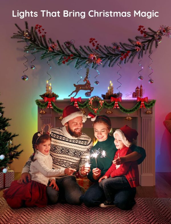 Govee RGBIC LED Strip Lights, 32.8ft Smart LED Lights for Bedroom, Bluetooth LED Lights APP Control, DIY Multiple Colors on One Line, Color Changing LED Strip Lighting Music Sync, Christmas Decor - Image 2