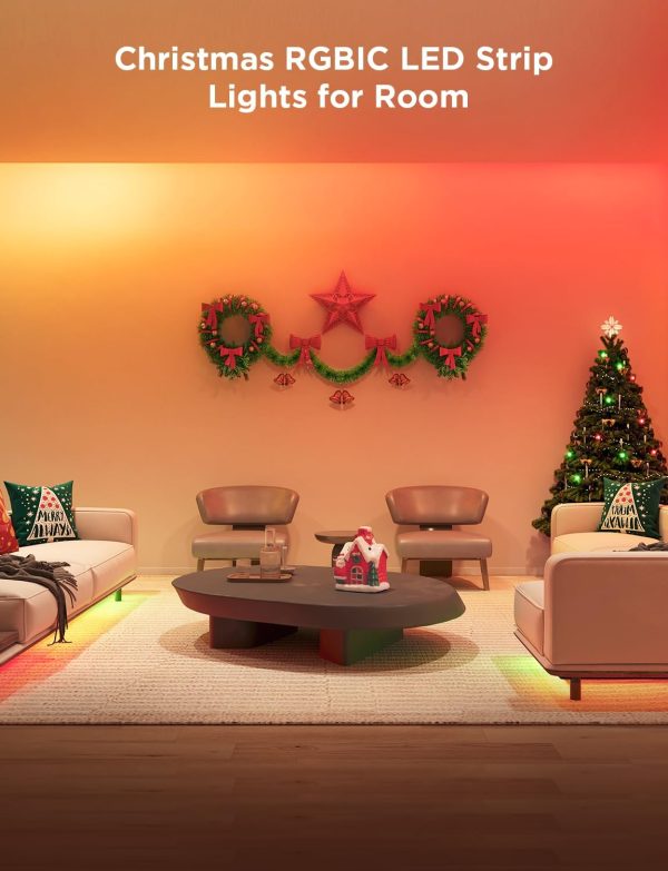 Govee RGBIC LED Strip Lights, 32.8ft Smart LED Lights for Bedroom, Bluetooth LED Lights APP Control, DIY Multiple Colors on One Line, Color Changing LED Strip Lighting Music Sync, Christmas Decor - Image 3
