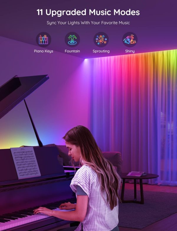 Govee RGBIC LED Strip Lights, 32.8ft Smart LED Lights for Bedroom, Bluetooth LED Lights APP Control, DIY Multiple Colors on One Line, Color Changing LED Strip Lighting Music Sync, Christmas Decor - Image 6