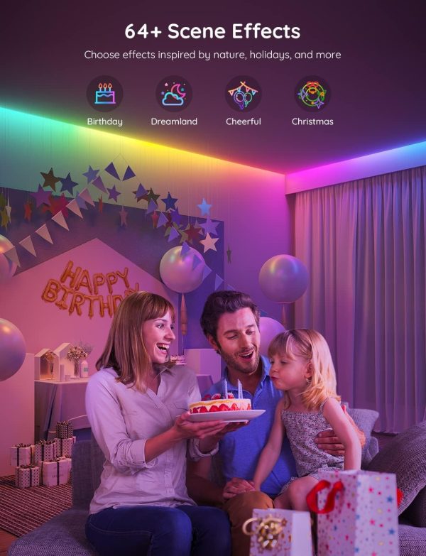 Govee RGBIC LED Strip Lights, 32.8ft Smart LED Lights for Bedroom, Bluetooth LED Lights APP Control, DIY Multiple Colors on One Line, Color Changing LED Strip Lighting Music Sync, Christmas Decor - Image 7