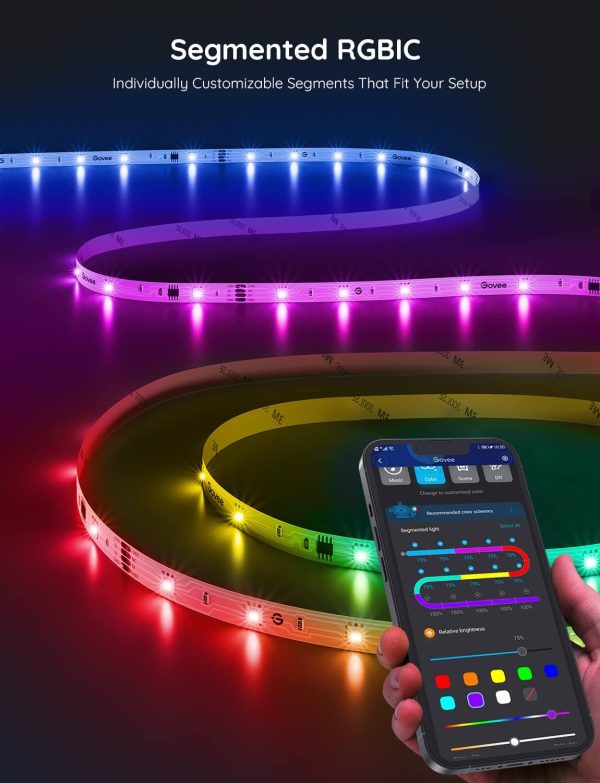 Govee RGBIC LED Strip Lights, 32.8ft Smart LED Lights for Bedroom, Bluetooth LED Lights APP Control, DIY Multiple Colors on One Line, Color Changing LED Strip Lighting Music Sync, Christmas Decor - Image 9