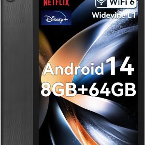 Tablet 10 inch, Android 14 Tablet Octa-Core Processor with 64GB Storage, Dual 5MP+8MP Camera, WiFi 6, Bluetooth, TF 1TB, Long Battery Life, Performance Tablet (Black)