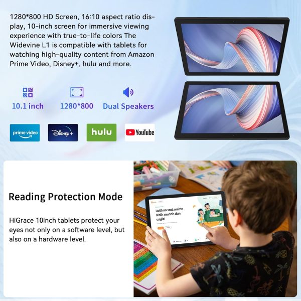 Tablet 10 inch, Android 14 Tablet Octa-Core Processor with 64GB Storage, Dual 5MP+8MP Camera, WiFi 6, Bluetooth, TF 1TB, Long Battery Life, Performance Tablet (Black) - Image 4
