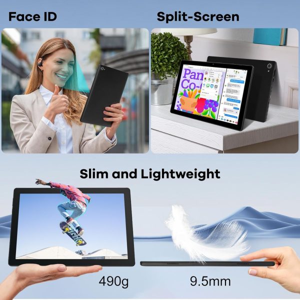 Tablet 10 inch, Android 14 Tablet Octa-Core Processor with 64GB Storage, Dual 5MP+8MP Camera, WiFi 6, Bluetooth, TF 1TB, Long Battery Life, Performance Tablet (Black) - Image 5