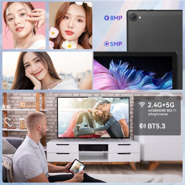 Tablet 10 inch, Android 14 Tablet Octa-Core Processor with 64GB Storage, Dual 5MP+8MP Camera, WiFi 6, Bluetooth, TF 1TB, Long Battery Life, Performance Tablet (Black) - Image 7