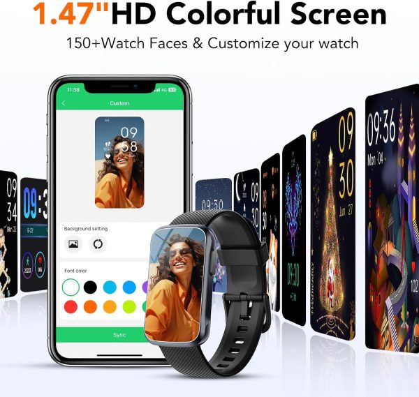 TIMU Fitness Tracker Smart Watch with 24/7 Heart Rate Sleep Monitor, IP68 Waterproof Fitness Watch, Step Calorie Counter Activity Trackers and Smartwatches for Android/iOS, Pedometer for Women Men - Image 3