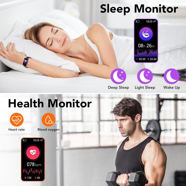 TIMU Fitness Tracker Smart Watch with 24/7 Heart Rate Sleep Monitor, IP68 Waterproof Fitness Watch, Step Calorie Counter Activity Trackers and Smartwatches for Android/iOS, Pedometer for Women Men - Image 5